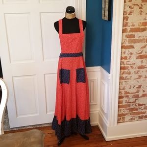 Vintage 1970s full length cottagecore maxi apron dress EUC!  OS